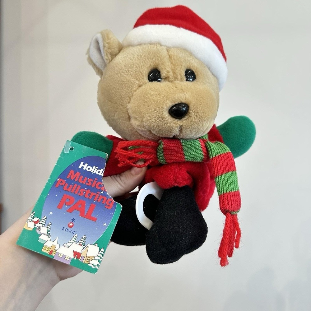 Vtg New! Santa Bear Christmas MUSICAL Pullstring PAL 1994 Kids II Jingle Bells